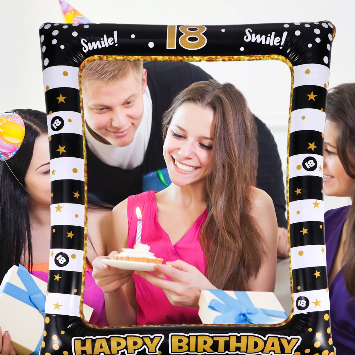 

Inflatable Photo Frame Birthday Party Supply PVC Material Lightweight Kids Size Carnival Masquerade Costumes Selfie Props