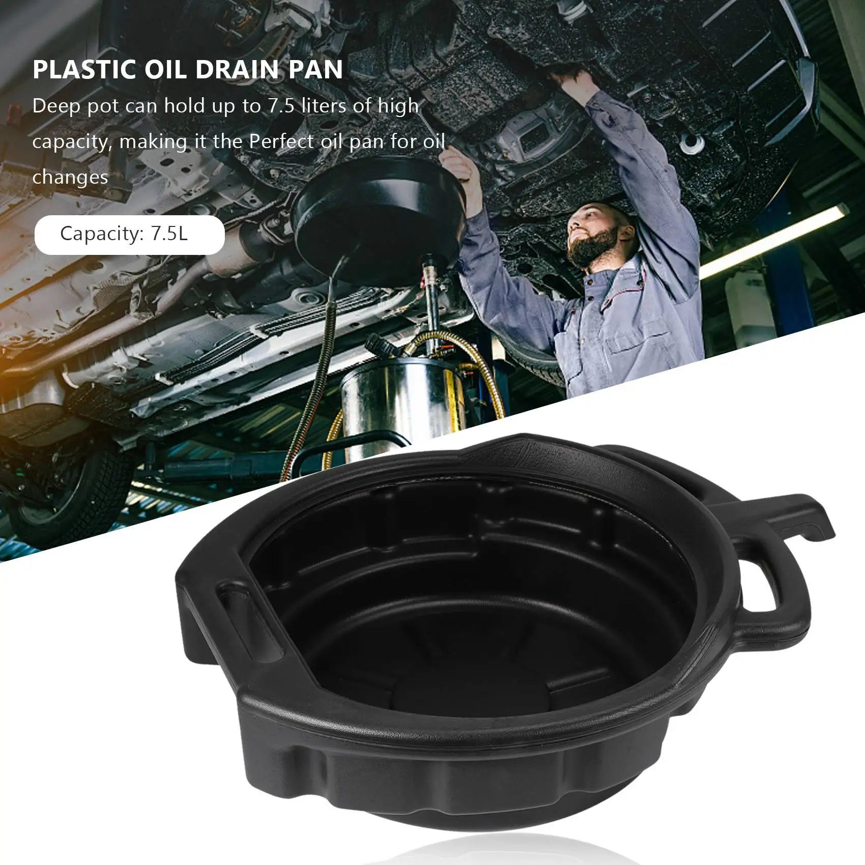 7.5L Plastic Oil Drain Pan Wast Engine Oil Collector Tank Gearbox Oil Trip Tray For Repair Car Fuel Fluid Change Garage Tool