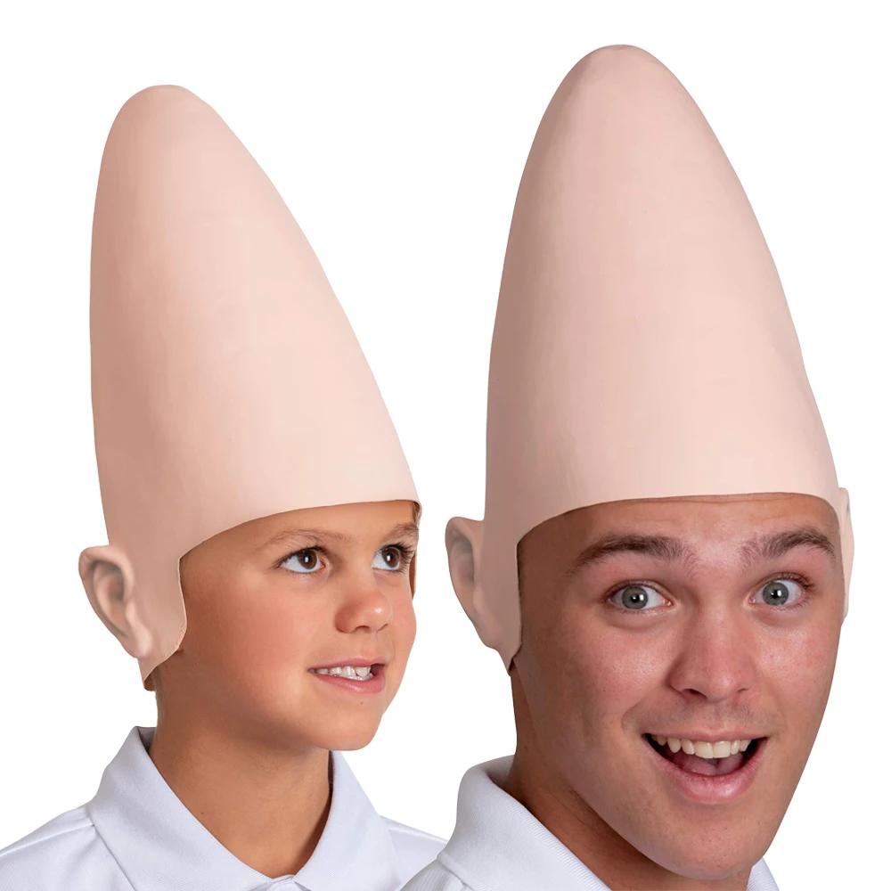 Mask Funny Conehead Conical Alien Masks Cap Cosplay Fake Egg Shaped Skin Latex Helmet Halloween Carnival Purim Costume Props