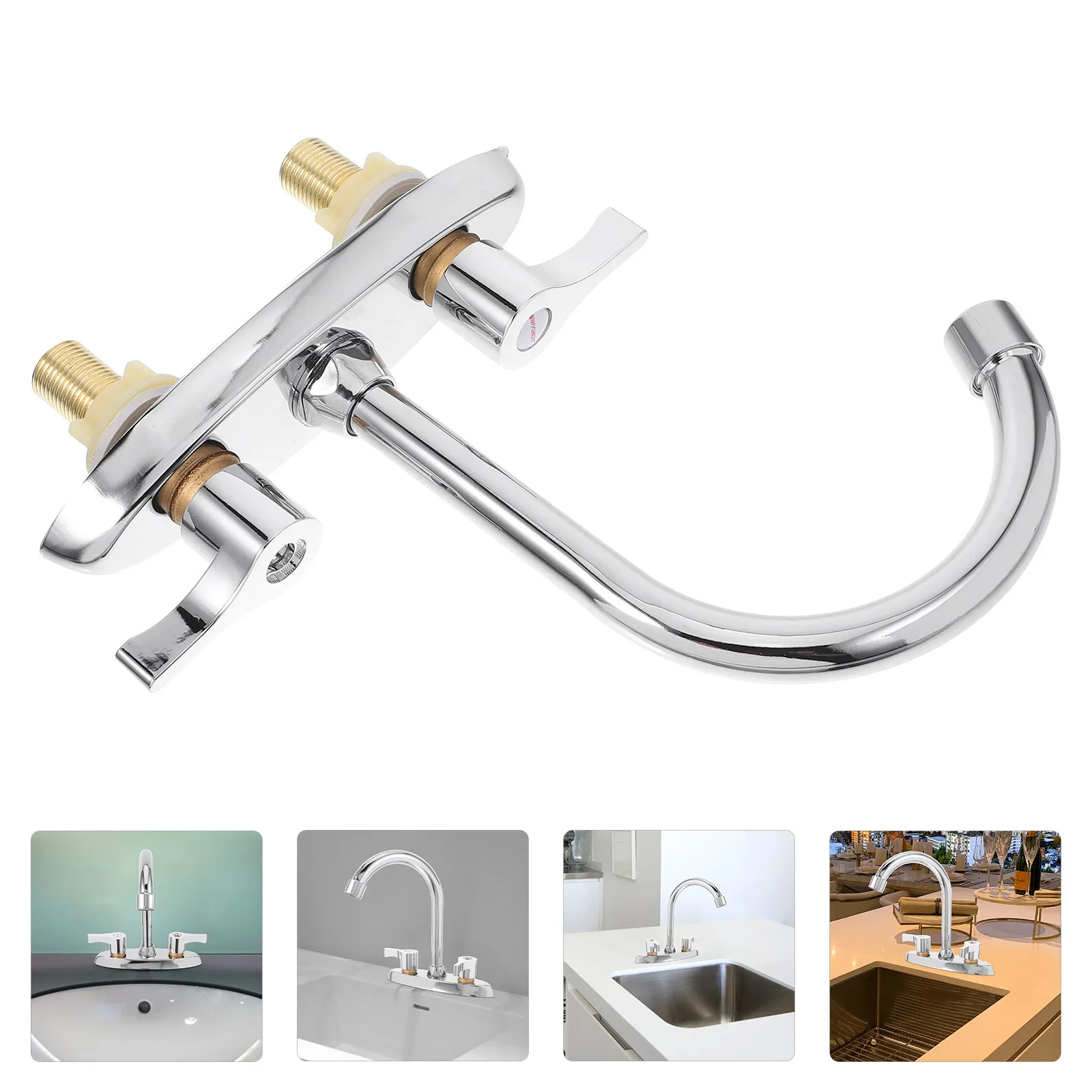 Hot & Cold Kitchen Sink Faucet Mixer Valve – Two/Three Hole, Water-Saving, Multi-Functional, Includes Knobs & Hoses