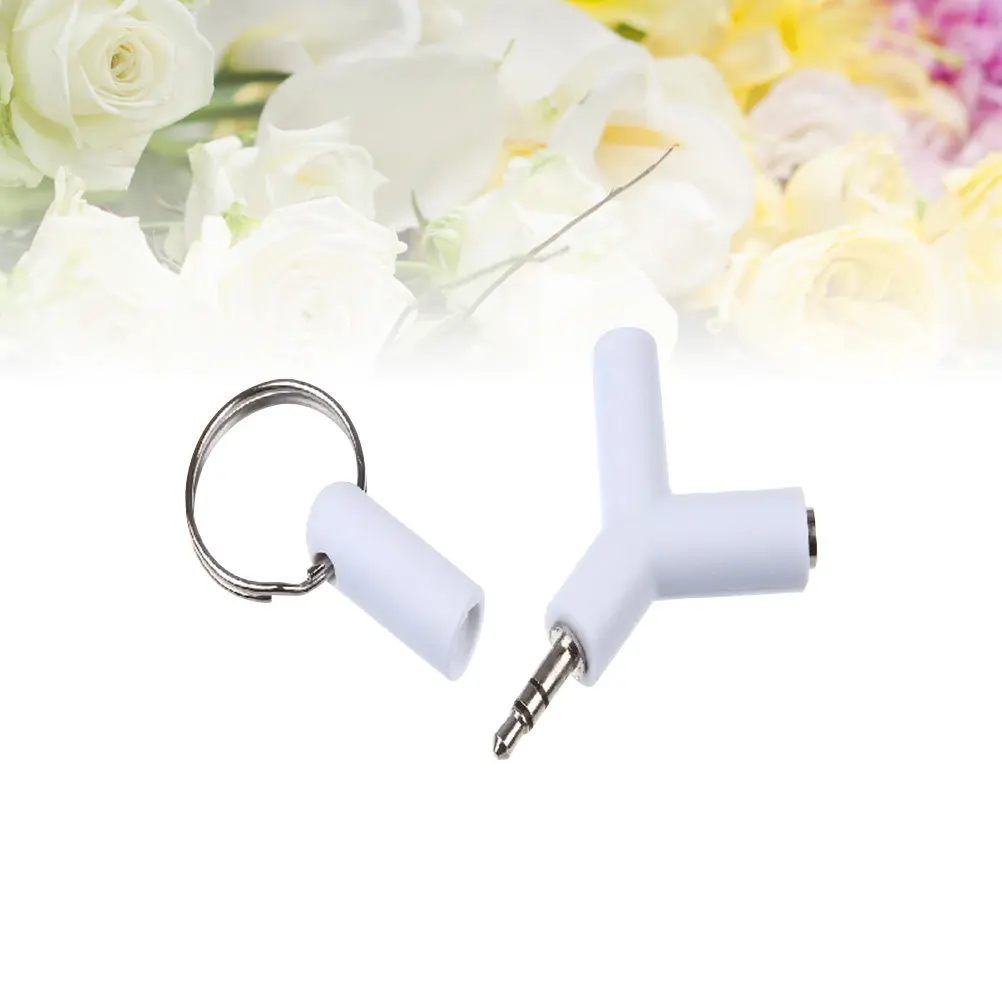 3.5mm Y Shaped Earphone Splitter Adapter for Stereo 2 Way Connector Gold Plated Compatible with All Devices White