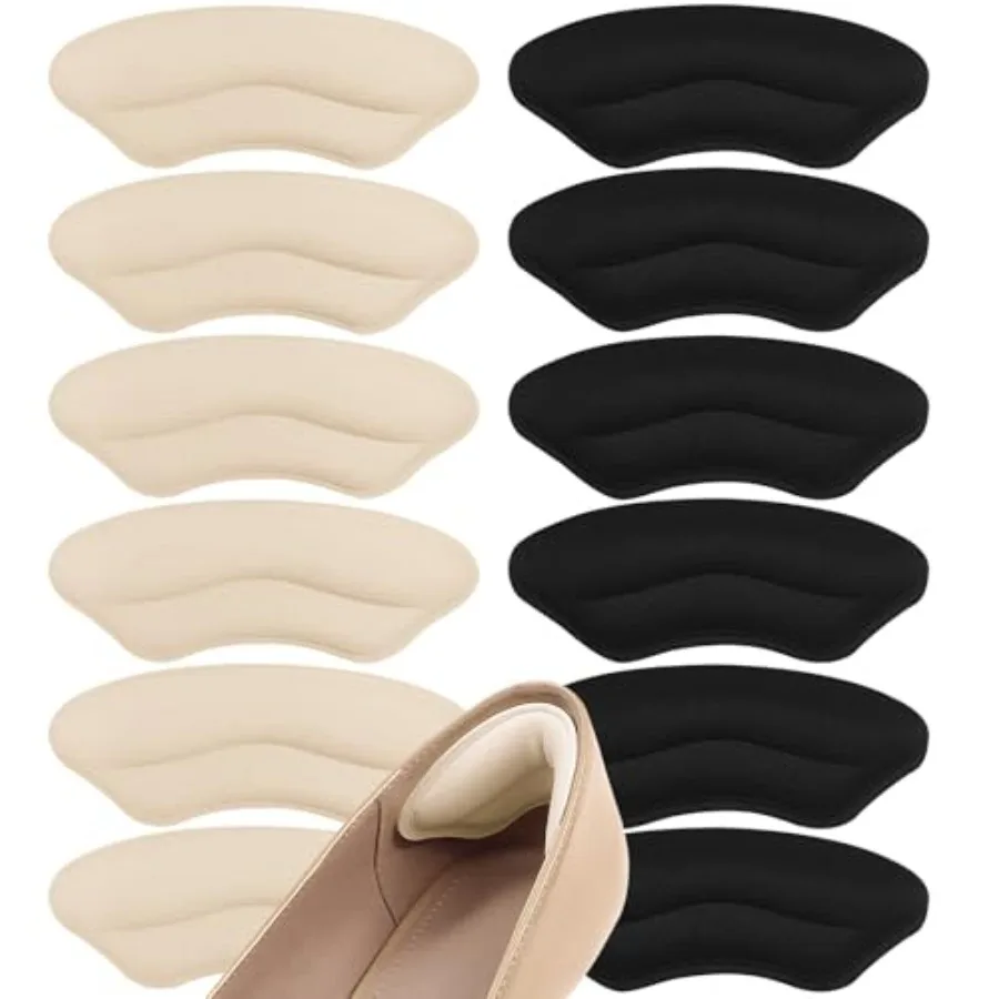 6 Pairs Heel Pads for Shoes, Memory Foam Heel Cushions to Prevent Blisters and Stop Slipping, Anti-Slip Heel Grips for High Hee