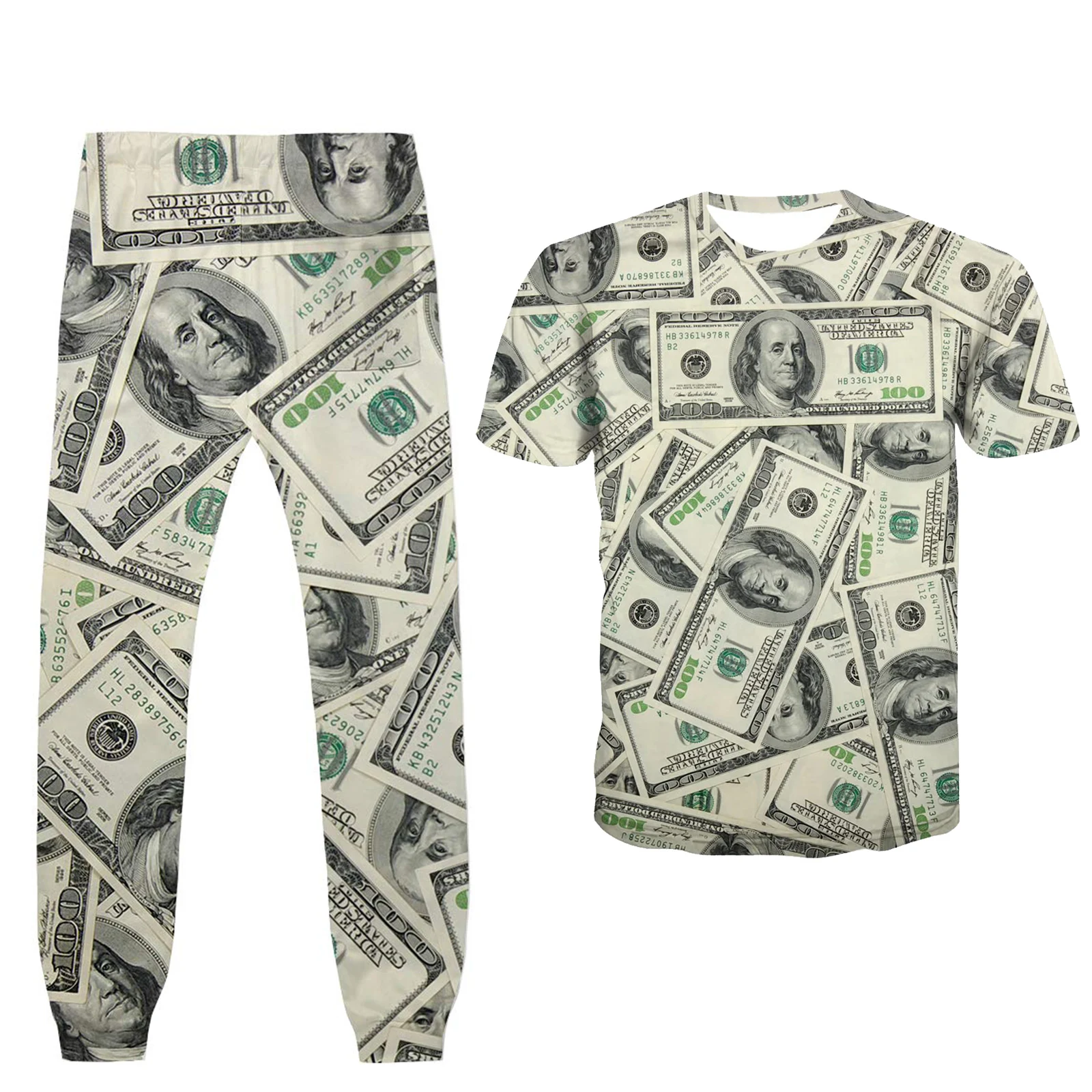 HX Money Hoodie Fashion Cash Coins Printed T-shirts Hoodie Pants Mens Womens Clothing Sets Tracksuit Dropshipping