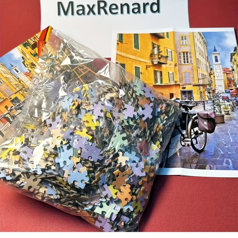 مجموعة ألغاز صغيرة للبالغين مكونة من 1000 قطعة - مشهد شارع ملون بتنسيق كبير (26.4 × 18.9 بوصة) فكرة هدية فريدة من نوعها لديكور المنزل #2