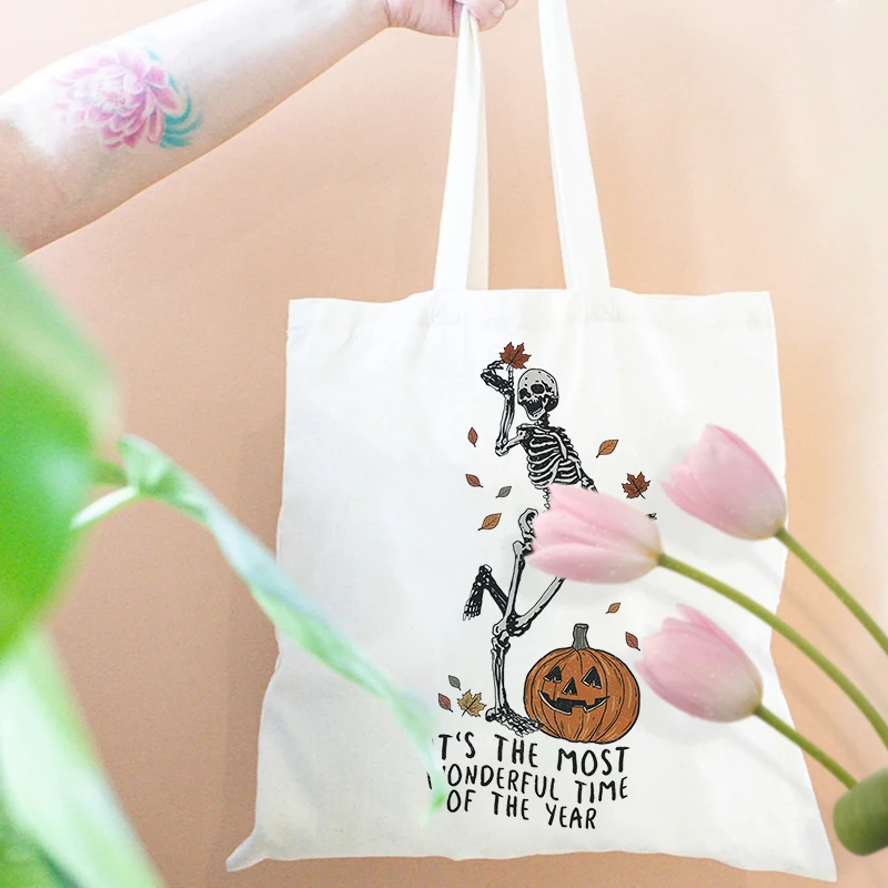 

Самая чудесная Холщовая Сумка-тоут с рисунком скелета для танцев во время хэллоуина, подарок для женщин, низкая цена, сумка для покупок