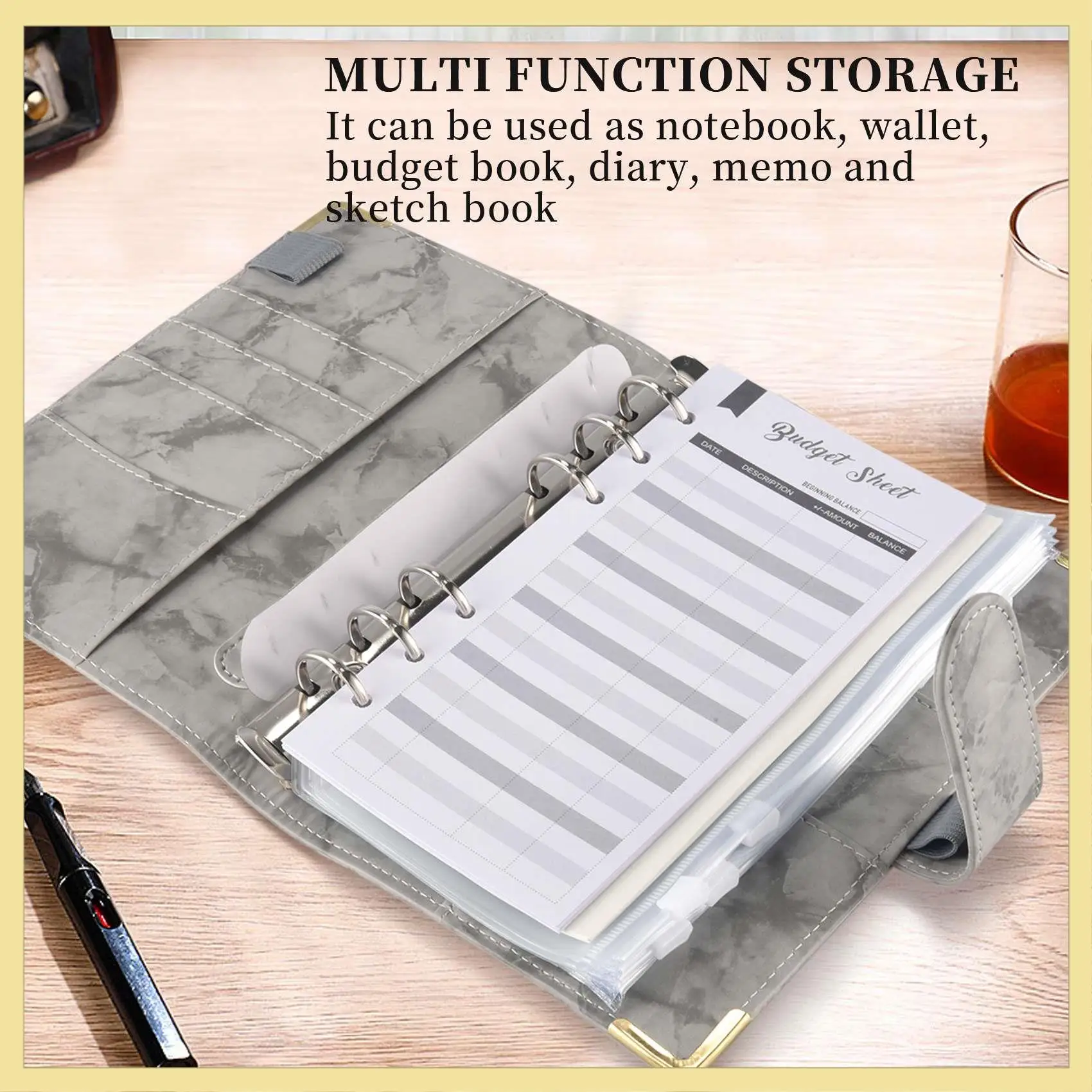 TTKK-Budget Binder Кошелек для экономии денег для наличных денег Органайзер для денег Папка-планировщик бюджетных книг с этикеткой-наклейкой