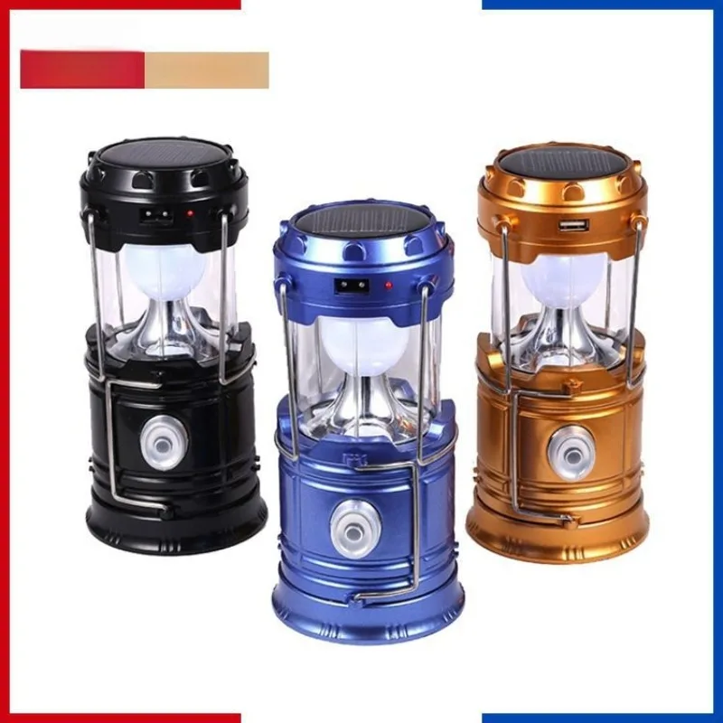 Lumière portative super lumineuse multifonctionnelle extérieure: lanterne rechargeable LED à énergie solaire, éclairage de secours télescopique