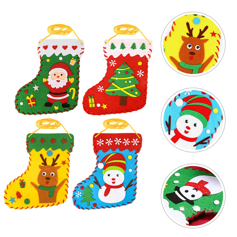 20 PCS Felt Sewing Kit Christmas Socks DIY Children's Handmade Non-woven Educational Toys Puzzle