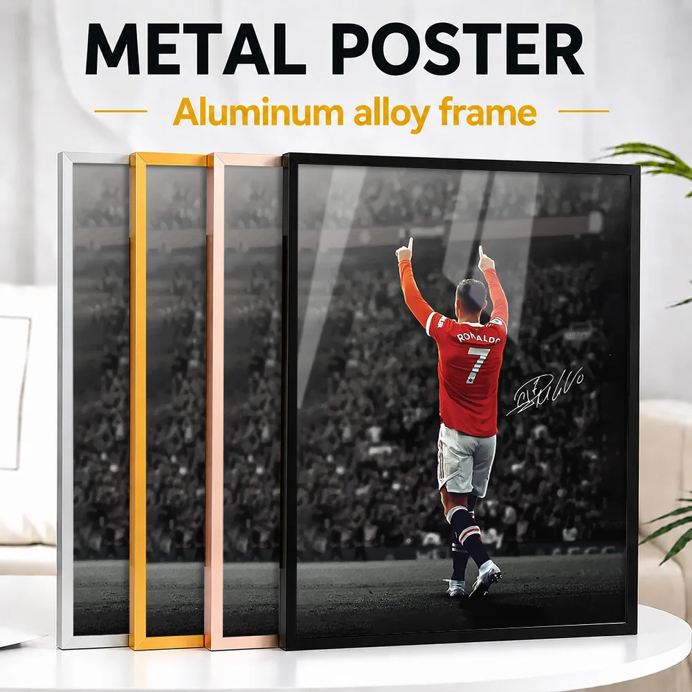 Cristiano Ronaldo Double Arm Celebration Framed Metal Print Customized Victory Tribute Wall Art For Football Fans Decorating Gym