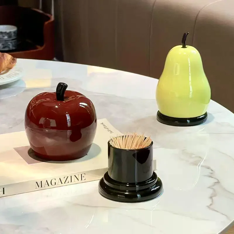 Porte-cure-dents en forme de pomme, ornements de haute valeur pour la maison, symboles de paix et de joie, pot de rangement pour fil dentaire, décorations de restaurant