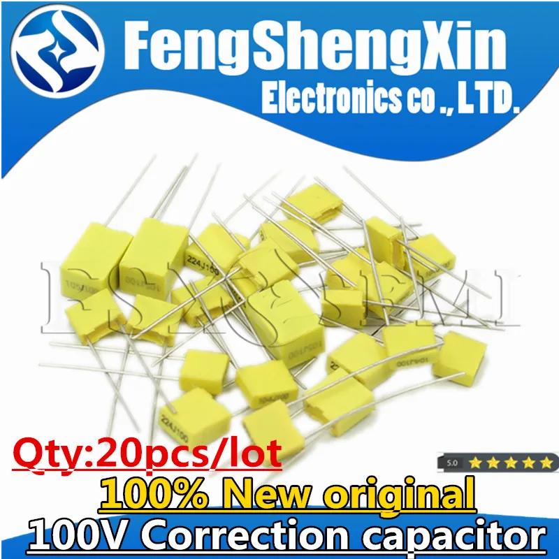 

20pcs 100V Correction capacitor Polypropylene Safety Plastic Film 100V 1nF ~ 470nF 100nf 220nf 10nf 47nf 22nf 1nf 0.47uf 0.1uf