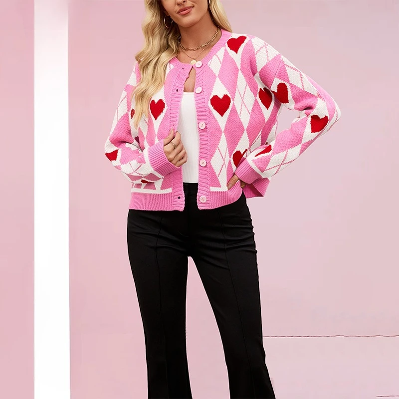 

2025 New Winter Valentine Sweater Cardigan Love Knitted Sweater Jacket
