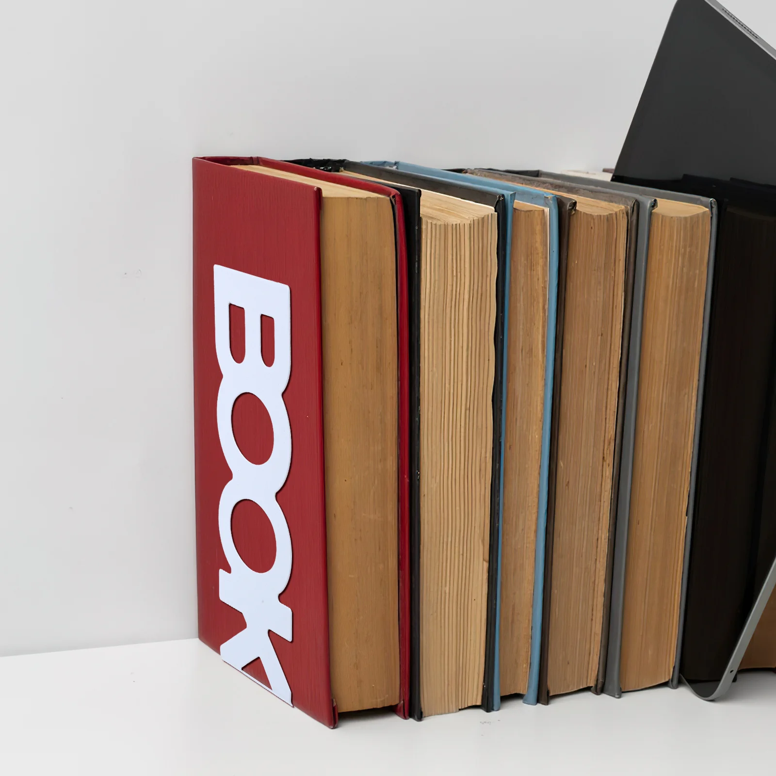 

4Pcs Stylish Metal Bookends Reading Book Ends for Upright Organization Home Office Book Ends Heavy Duty Bookends