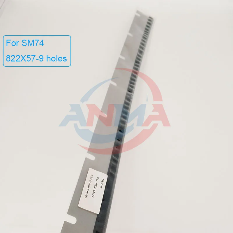 

5 штук лезвий для очистки SM74 CD74 XL75, 822x57 мм, 847x47x0.5 мм, с 9 отверстиями, для запчастей печатных машин Heidelberg