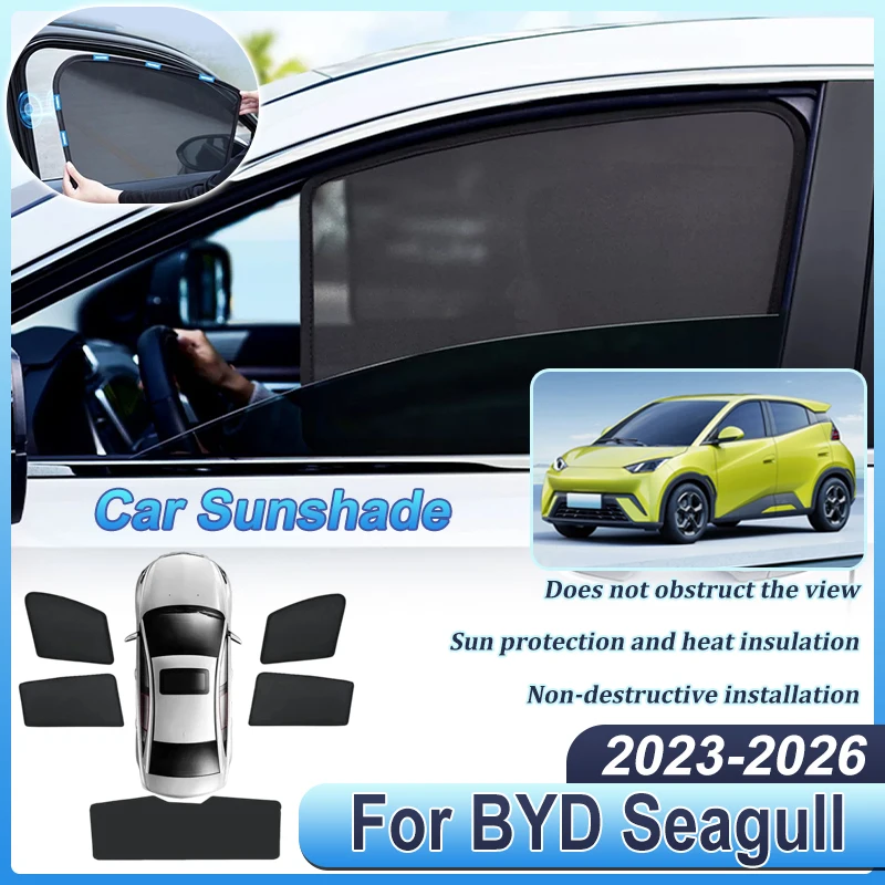 

Car Window Sunshades For BYD Seagull Dolphin Mini Surf 2023-2026 Visor Mesh Heat Insulation Windshield Curtain Car Accessories