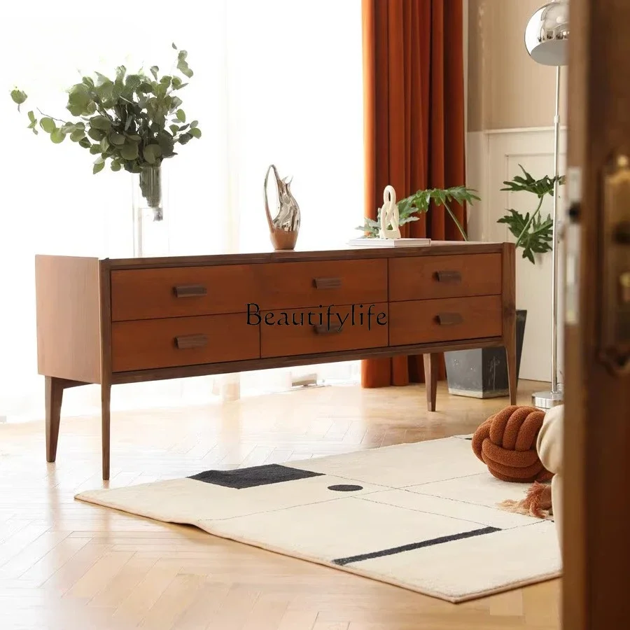 

LD33American retro solid wood entrance locker medieval living room simple storage cabinet