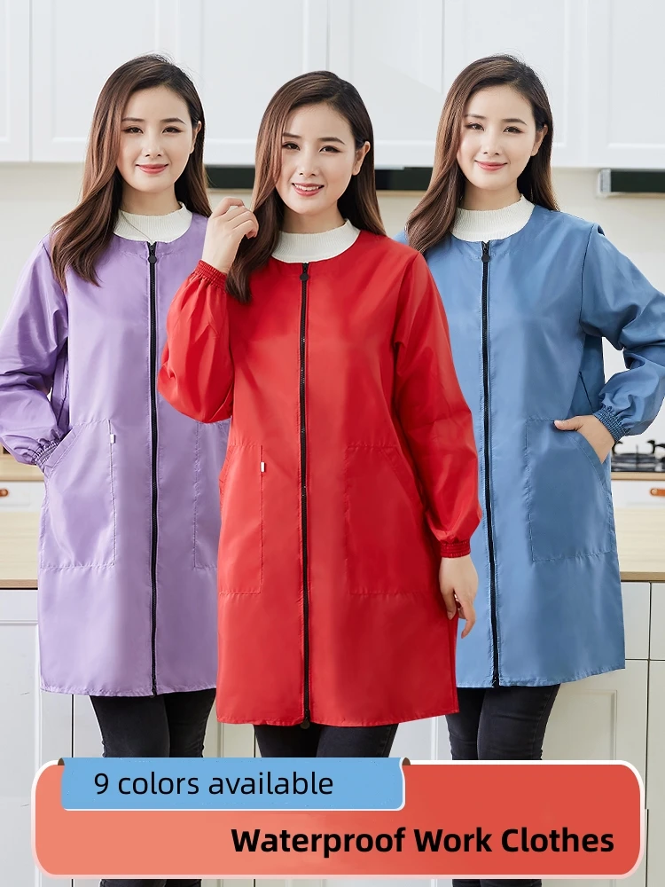 Long Sleeve Waterproof Work Clothes Household Apron Beauty Salon Uniform Pet Bathing Grooming Smock Cooking Oil Proof Gown Y1107