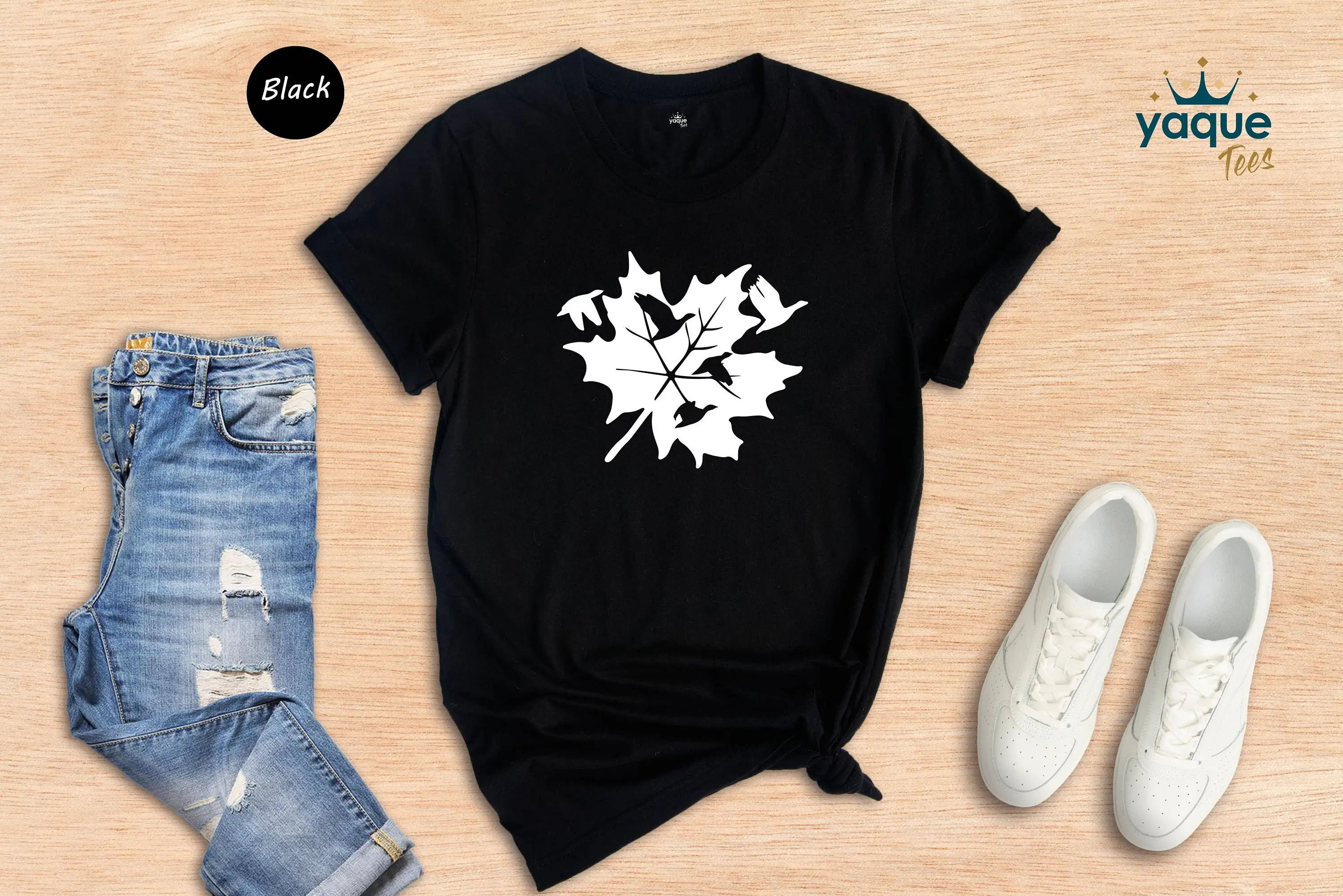 Maple Leaf Geese T Shirt Autumn Leaves Fall Nature Apparel Migration