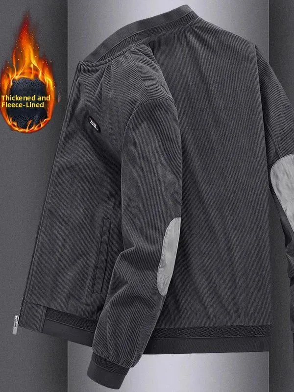 

Men's Loose Fit Corduroy Baseball Collar Jaet Spring Autumn New Sle Trendy Thin Coat Warmth Breathable Polyester Fiber