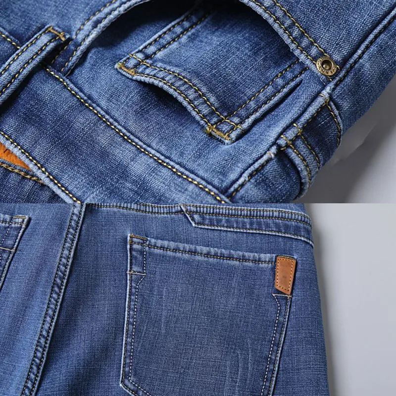 2025 New Men Fashion Winter Warm Jeans Male Snow Warm Plush Fleece Denim Pants Daily Classic Slim Fit Straight Leg Trousers