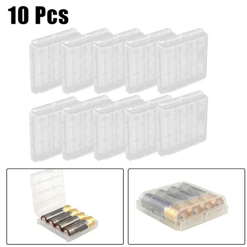 10PC 4Slots AA AAA Battery Storage Box Hard Plastic Case Cover Holder Protecting Case With Clips For AA AAA Battery Storage Box