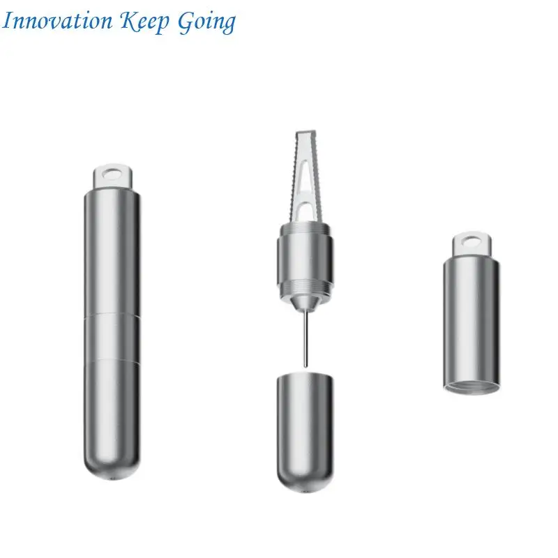 E65C Pocket Size Tray Access Pin with Small Package Opener, Metal Carry Tool with Screw Cap Cover, Steel Cutter, and Bag Ready
