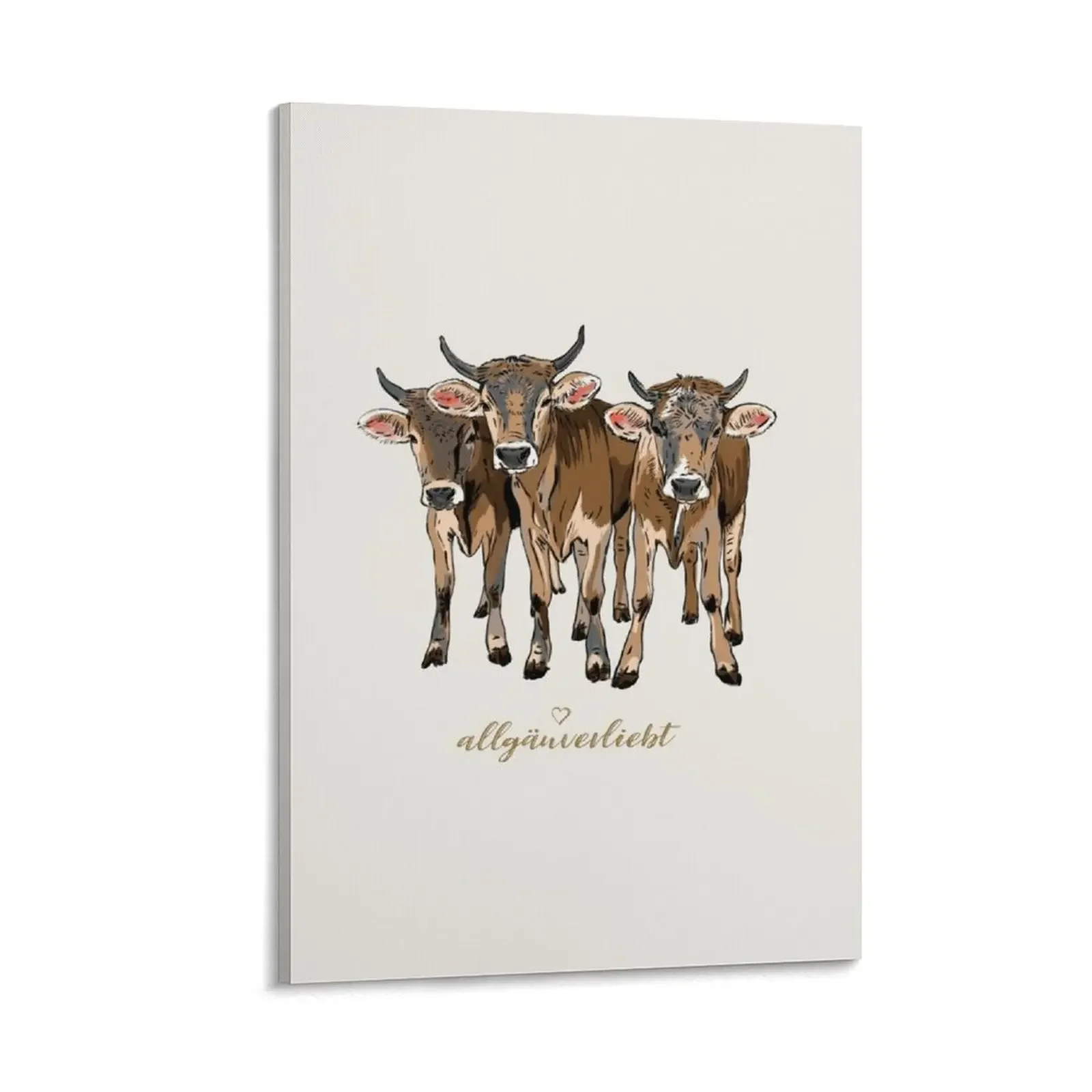 

Allgu in love - three Allgu young cows Canvas Painting posters for wall poster aesthetic Decoration bedroom