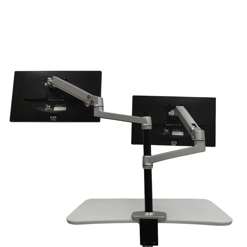 height adjustable aluminum silver laptop stand and portable mobile ergonomic monitor stand for sitting desk