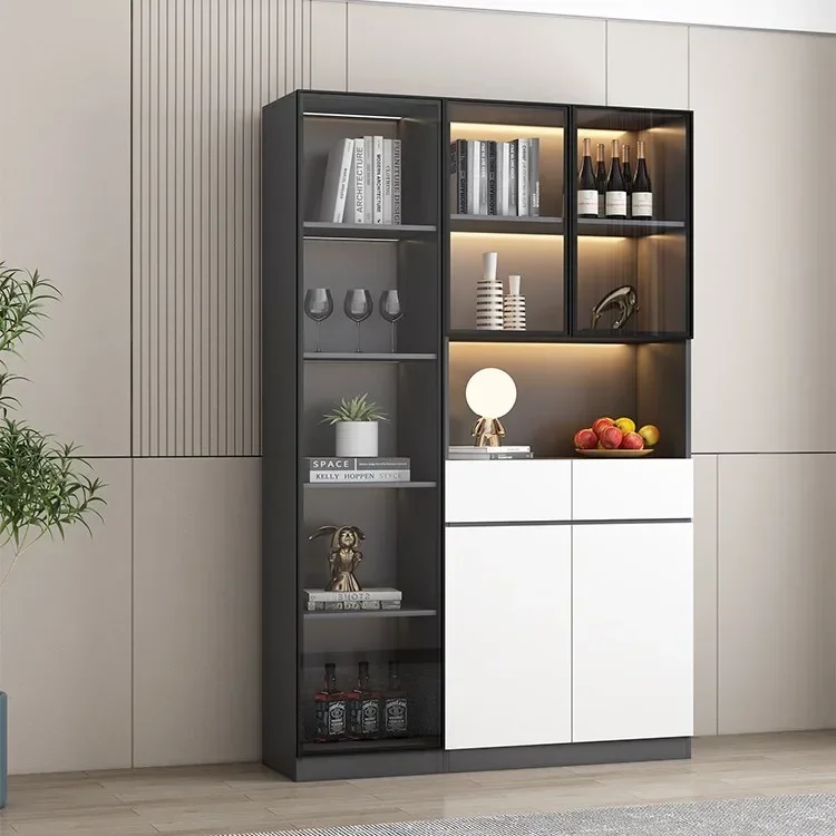 Modern Closet Sideboard Kitchen Cabinets Glass Large Display Filing Storage Buffet Cabinet Shelf Wine Cabinet Bedroom Furniture