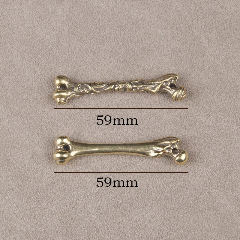 Brass Skull Bone Charms Punk Men Retro Copper Car Keychains Pendant Necklace Hanging Ornaments Vintage Charm Pendants Jewelry