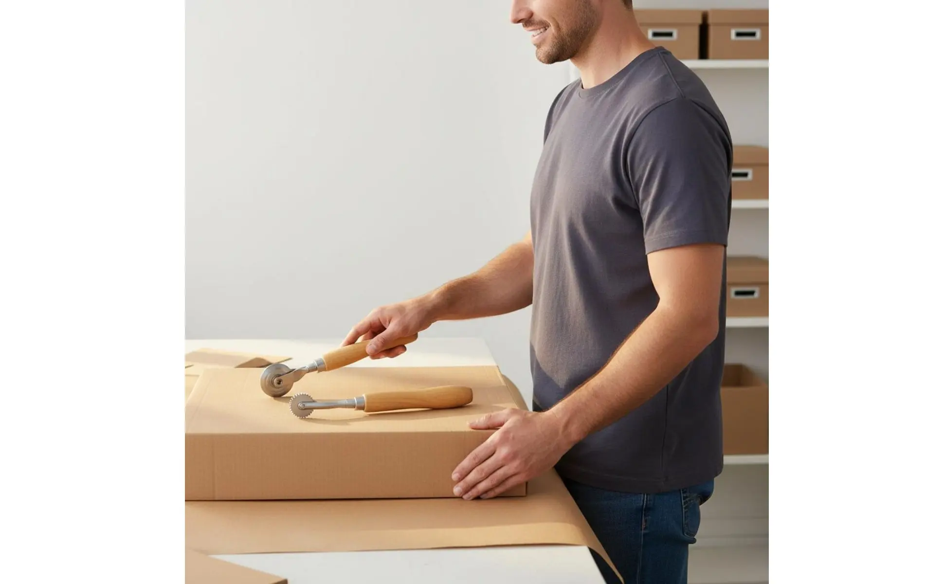 3 Pieces Box Resizer Tool Measuring Tape Included Cardboard Scorer Cardboard Scoring Wheel Waste Reducing Box Punch Tool