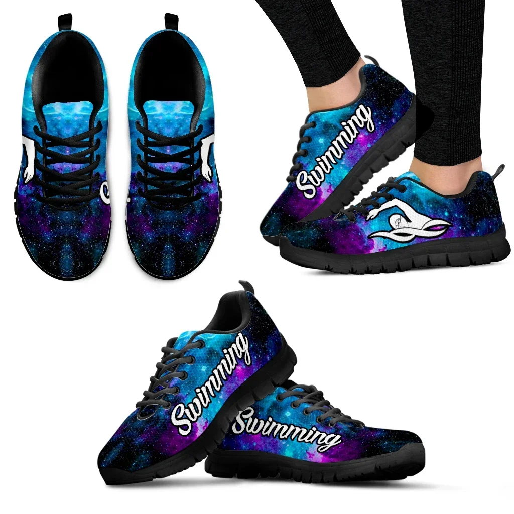 

Pop Star Design Brand Fashion Sneakers Swimming Print Black Soft Sole Casual Shoes Love/sports Shoes Zapatos Planos