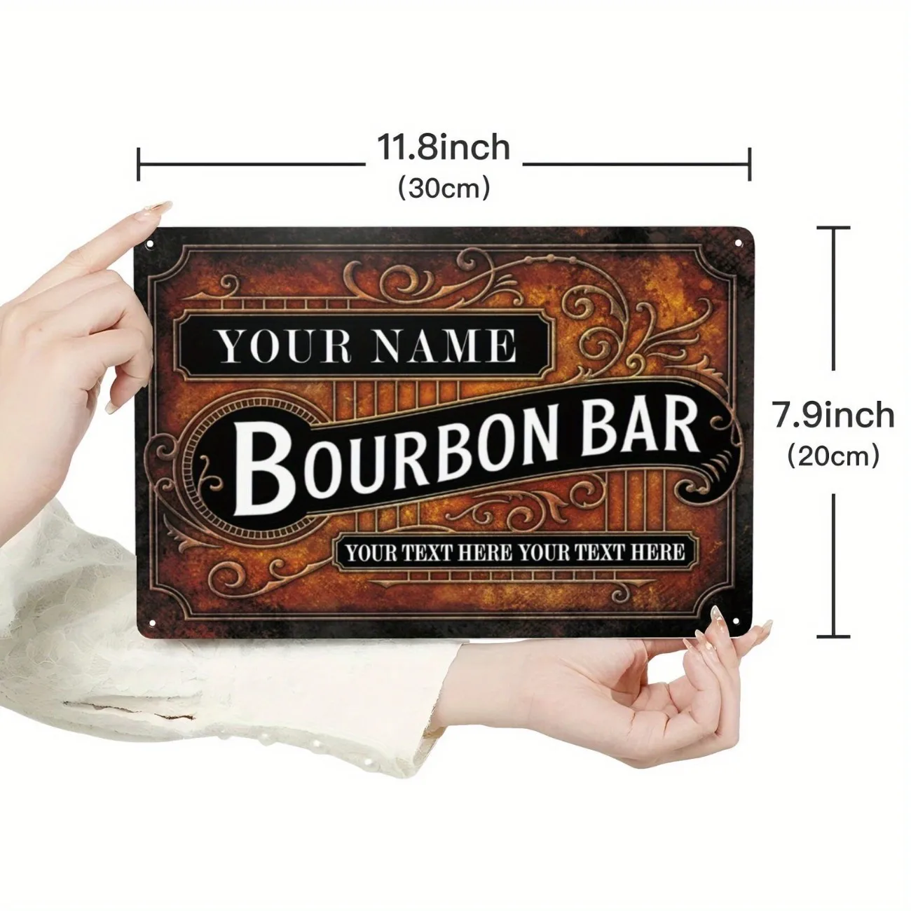 Custom Name Vintage Bourbon Bar Aluminum Sign Rustic Wall Decor for Home Bar Man Cave Tavern Indoor Outdoor (Only Decoration)