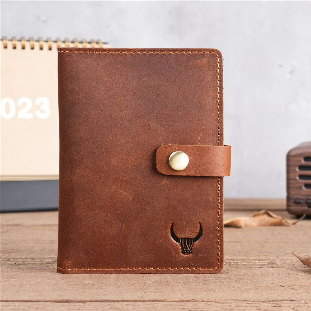 Genuine Leather Slim RFID Passport Holder Travel Bifold Wallet for Men Women Credit Card Holder Checkbook Passport Cover Unisex