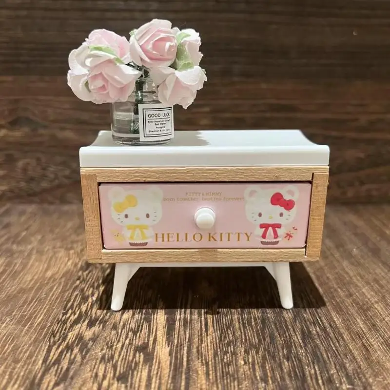 

Dollhouse Miniature Bedroom Pink KT Bedside Table Drawer Cabinet Furniture Decor Accessories Toys