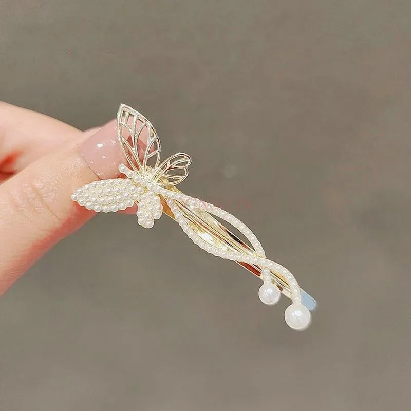 Elegant Butterfly Hairpin Women's Side Exquisite Hairpin Summer Premium Duck Mouth Clip New Style
