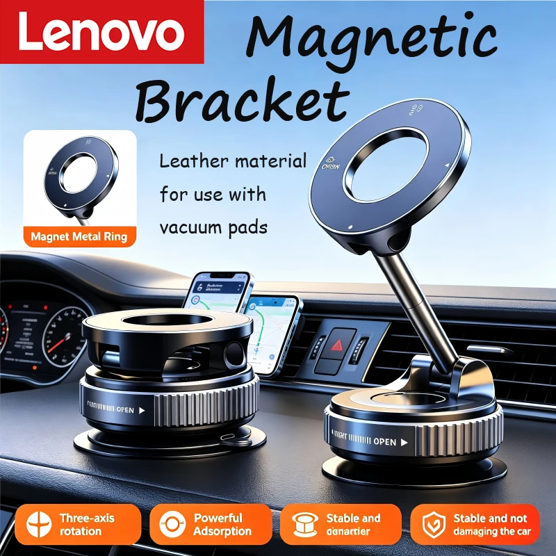

Lenovo Multi-angles Car Phone Holder Suction Cup Vacuum 360° Rotatable Magnetic Phone Stand and Foldable Suction Phone Holder