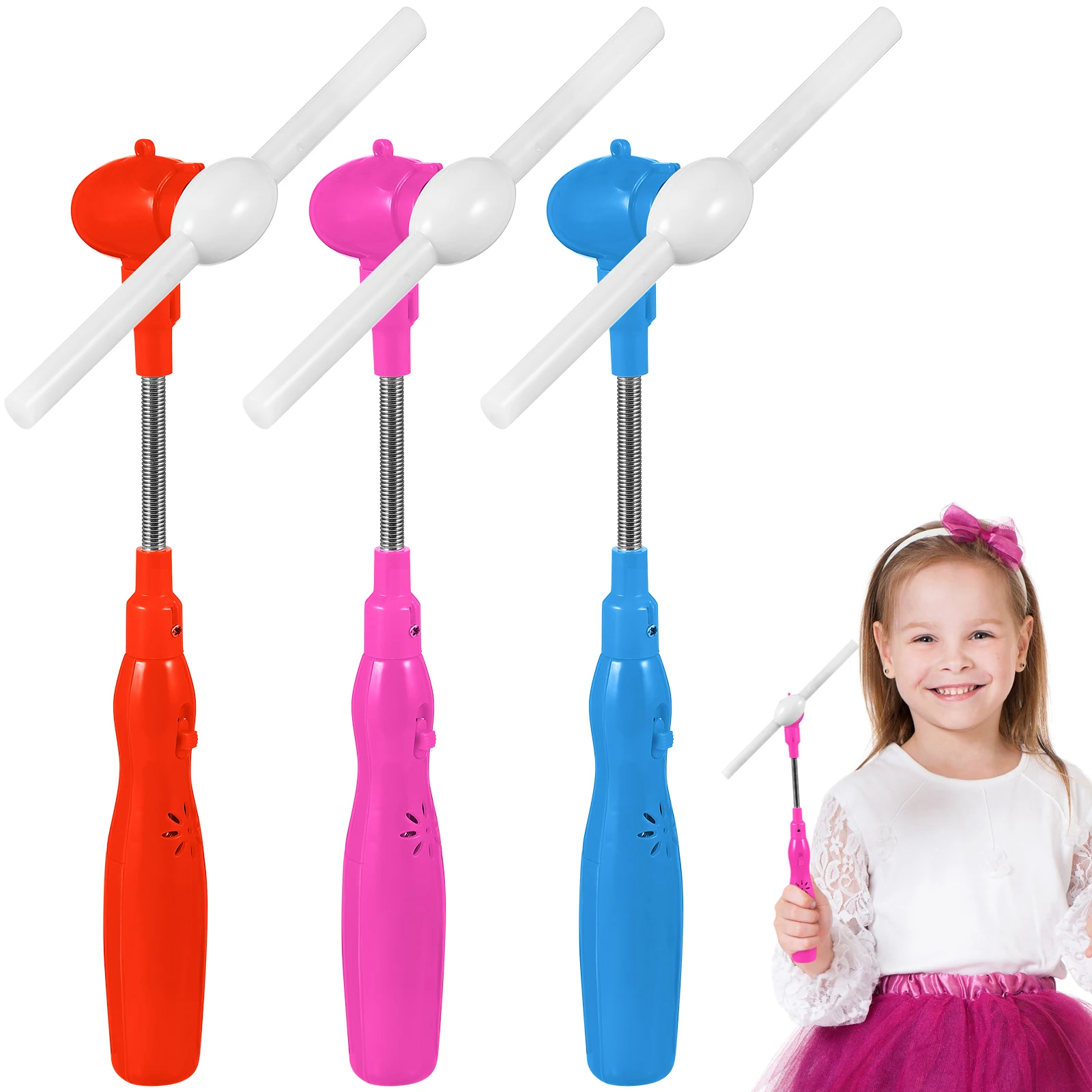 3 pcs Glowing Windmill Music Stick Flashing Light up Kids Toys Toddler Rotating Windmill Colorful Music Toy