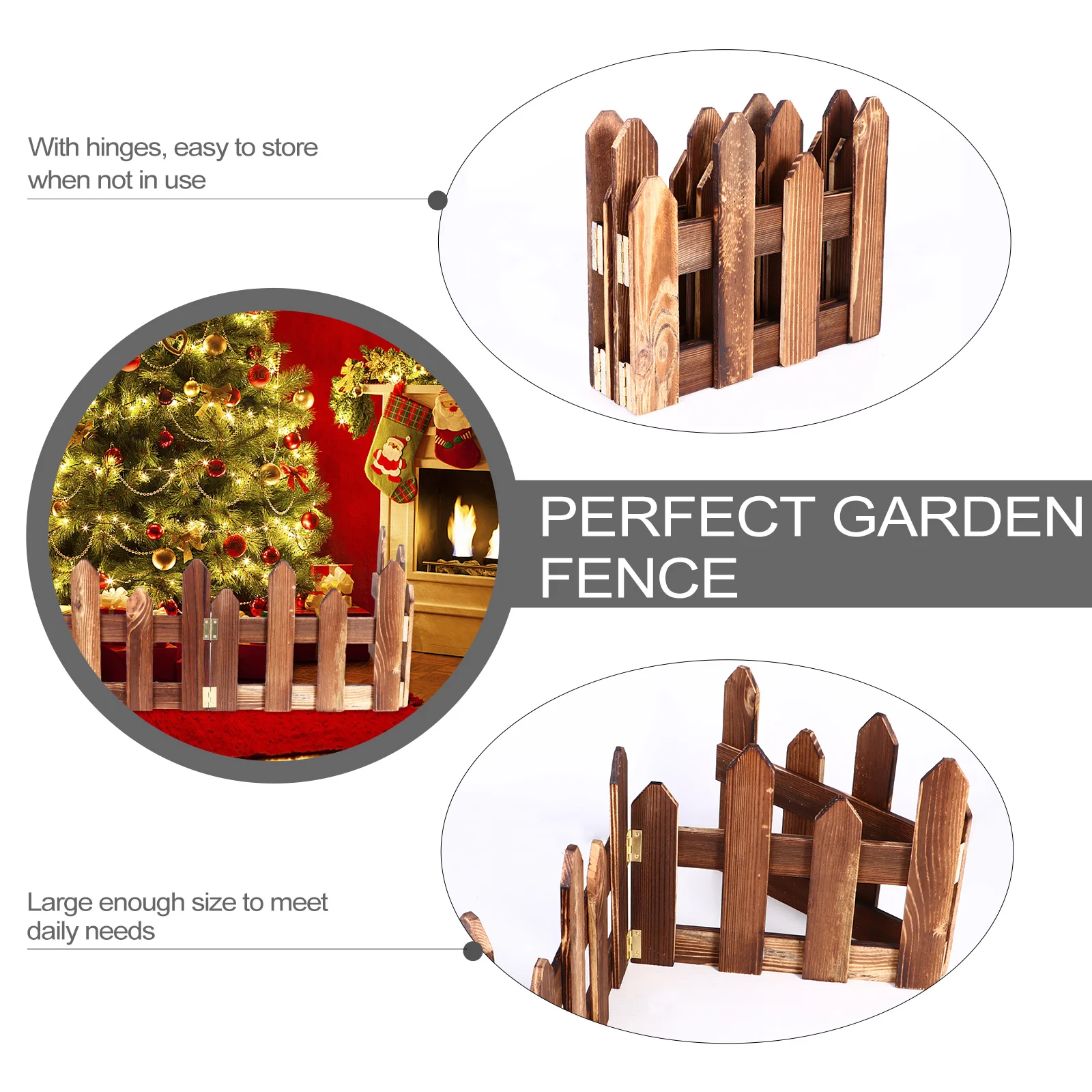 

1Set Anti-Corrosive Carbonized Wood Garden Fence Large Foldable Sunproof Patio Courtyard Wooden Decorative Fence Outdoor Yard