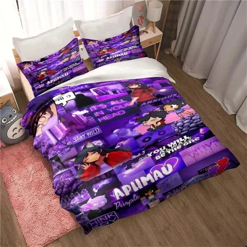 

APHMAU Bedding Set Duvet Cover Set Single Double King Size Kawaii Cartoon Aphmau Adult boys Bedroom Duvet Cover and Pillow Case