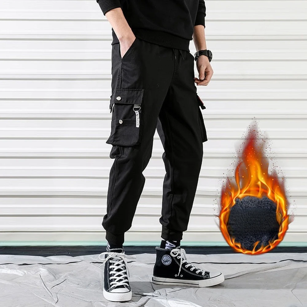 Pantalon Cargo guerrier noir caché pour homme, Streetwear, slim, mode Harajuku, décontracté, tactique, parachutiste, jogging fonctionnel