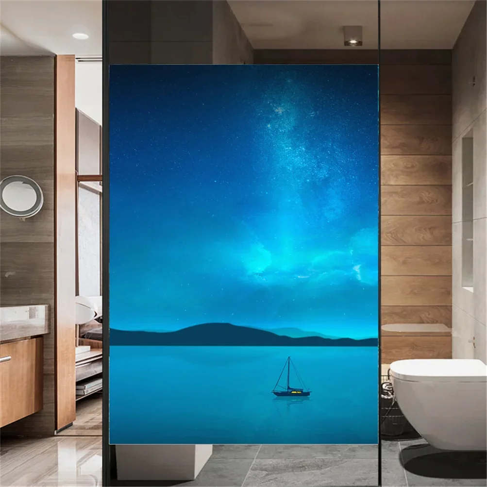 Static Cling Privacy Window Film   Decorative Starry Sky  Window Coverings Glass Window Sticker for Home