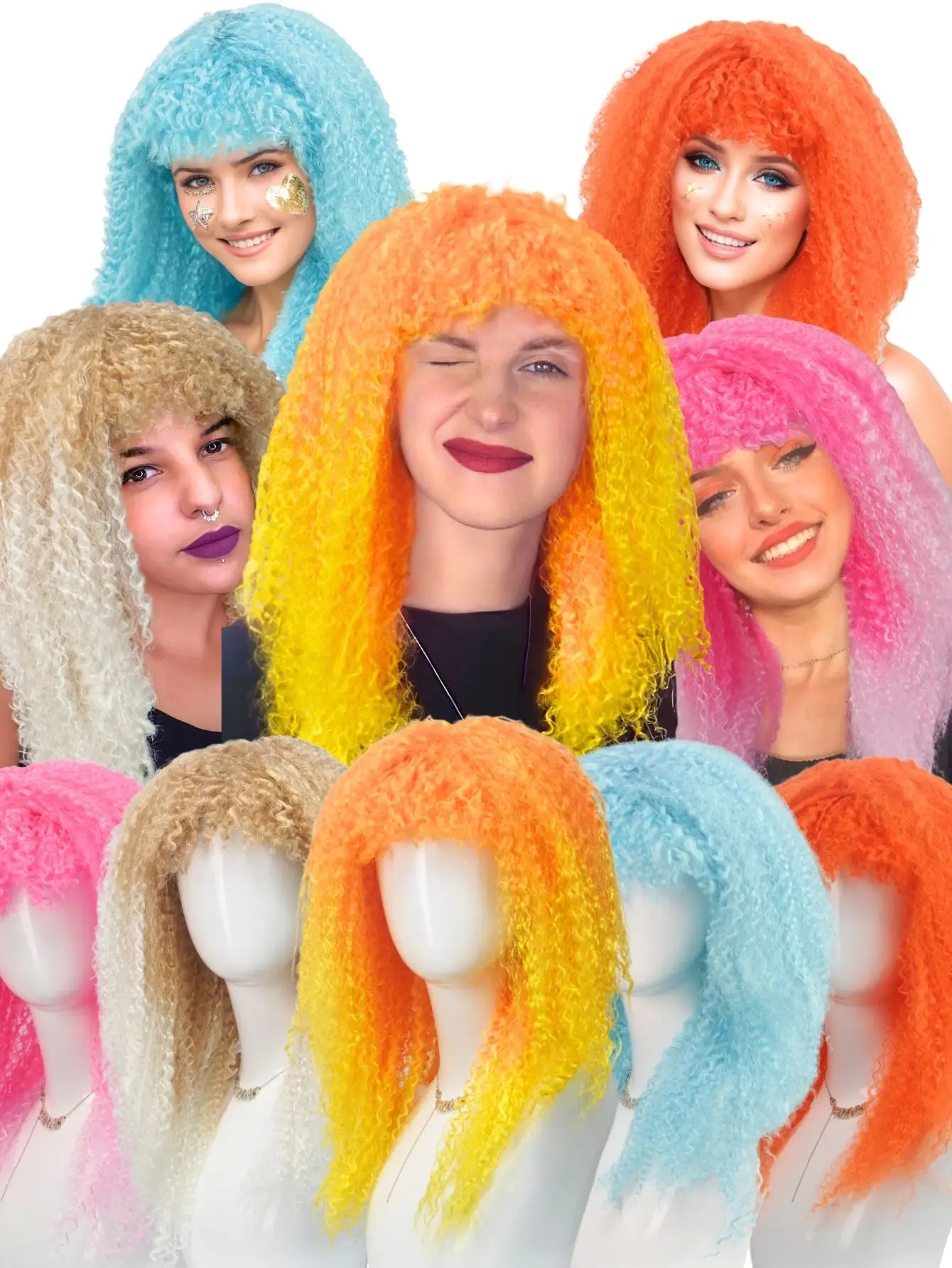 

Colorful Corn - perm Wig, Fluffy Curls, Eye - catching Explosive Curls，Unique Curls， Spice up Cosplay & Carnival Moments!