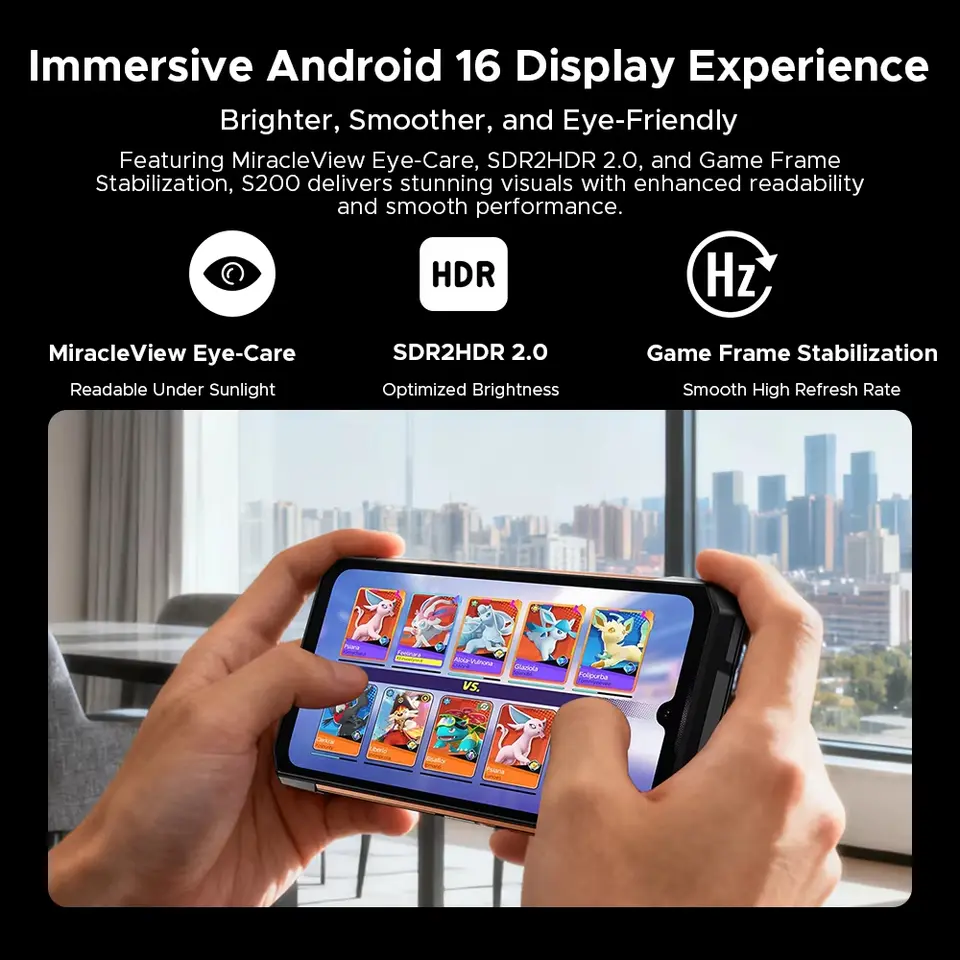هاتف دوغي S200 إصدار VIP متين بشاشة 6.72 بوصة بمعدل تحديث 120Hz، ذاكرة 48GB+256GB، بطارية 10100mAh، كاميرا 100MP، هاتف ذكي 5G بنظام أندرويد 16 - 4
