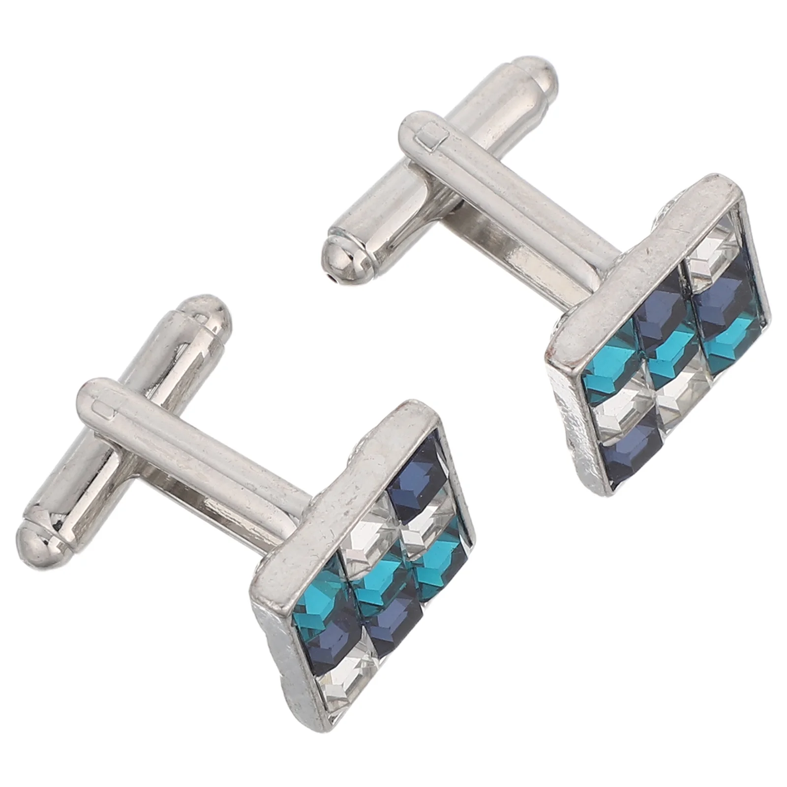

2Pcs Square Cufflinks Men Rhinestone Zirconia Shirt Studs French Cuff Jewelry Suit Buttons Wedding Business Party