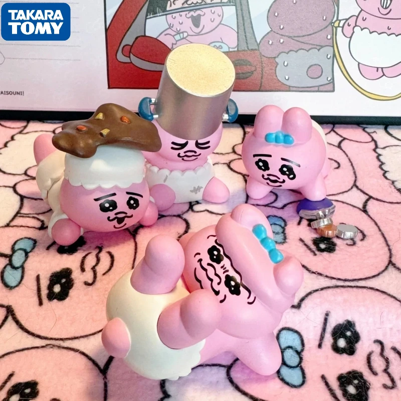 

TAKARA TOMY милые штаны Opanchu Usagi, розовый кролик, осенняя поза, игрушка Gashapon, необычные украшения для выражений, коллекционные фигурки, подарок