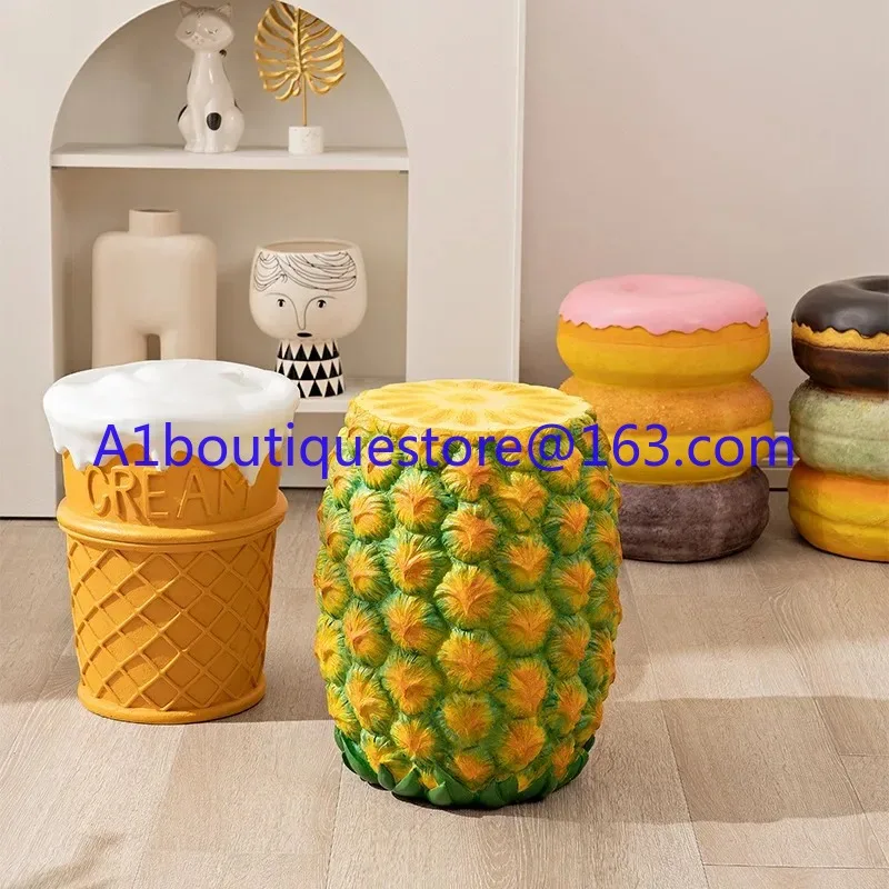 Sweet cone ice cream stools, shoe changing stools, donuts, pineapple stools, American retro home decoration decorations