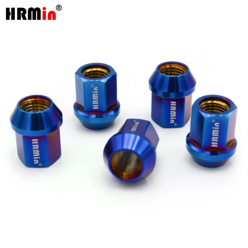 

HRMin 10.9 grade Gr.5 titanium cone seat wheel lug nut titanium nuts M14*1.5*27mm for VW AUDI Tesla racing car