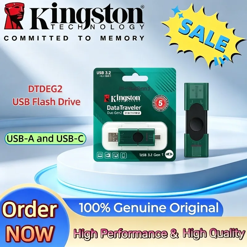 Kingston DTDEG2 High Speed USB3.2 Memory Stick Dual Type-C USB-A OTG Pendrive 128GB 256GB Flash Drive For iPhone 100% Genuine