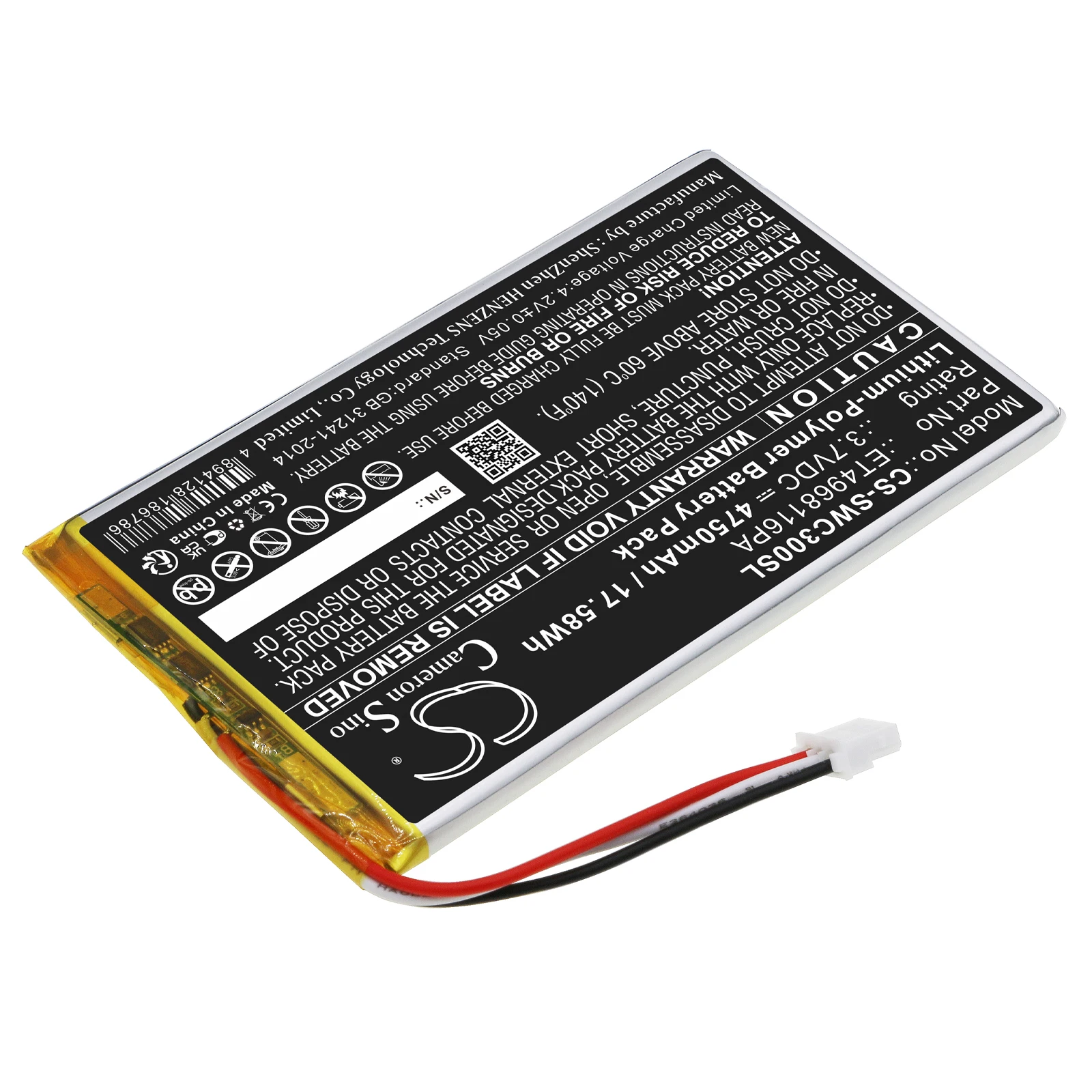 CS Replacement Battery For Swing Caddie SC300, SC300 Portable Golf Launch Mon ET4968116PA 4750mAh / 17.58Wh Media Player